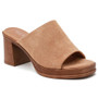 MARGOT Camel Slip On Open Toe Mid Heel Beach Sliders