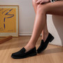 MAEVE Black Ladies Slip On Chain Decorated Loafers