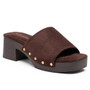 SOFIA Brown  Ladies Slip On Mid Heel Beach Mules