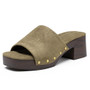 SOFIA Green Ladies Slip On Mid Heel Beach Mules
