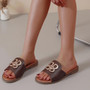 MARNIE Brown Ladies Slip On Open Toe Comfort Slippers