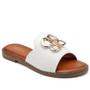 MARNIE White Ladies Slip On Open Toe Comfort Slippers