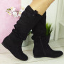 SALLY Black Suede Hidden Wedge Boots