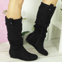 SALLY Black Suede Hidden Wedge Boots