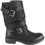 Jacquelyn Black Biker Buckle Pull On Shoes