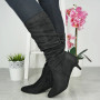 Robin Black Mid Calf Rouched Slouched Boots 