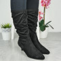 Robin Black Mid Calf Rouched Slouched Boots 