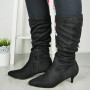 Robin Black Mid Calf Rouched Slouched Boots 