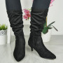 Robin Black Mid Calf Rouched Slouched Boots 