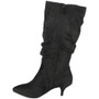 Robin Black Mid Calf Rouched Slouched Boots 