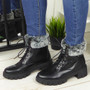 Jasmine Black Ankle Lace Up Punk Comfy Winter Boots