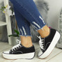 BRYCE Black Canvas Platform Lace Up Casual Boots