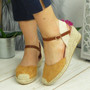 KAYLEE Camel Hessian Buckle Closed Toe Summer Sandals