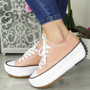 WILLA Pink Canvas Trainers Lace Up Casual Boots