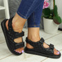 KADENCE Black Chunky Slingback Sandals