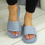 ZECHARIA Blue Slip On Platform Summer Slippers