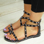 TANIELA Black Flats Strappy Comfy Gladiator Sandals