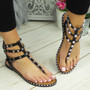 ANIKO Black Strappy Comfy Gladiator Sandals