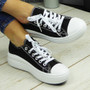 JANAE Black Canvas Platform Casual Trainers