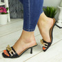 OSHEA Black High Heel Party Chain Sandals