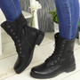 SYONA Black Mid Calf Ankle Biker Zip Boots