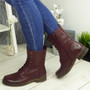 SYONA Wine Mid Calf Ankle Biker Zip Boots