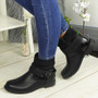 Tessla Black Ankle Biker Buckle Zip Winter Casual Boots