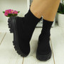 SWAY Black Sock Ankle Mid Calf Chunky Heel Boots 