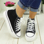 SAVY Black Canvas Trainers Sneakers Boots 