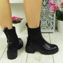  ELKY Black Mid Calf Sock Heel Boots 