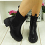  ELKY Black Mid Calf Sock Heel Boots 