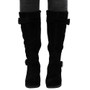 YAFFA Black Suedes Mid Calf Wedge Platform Boots 