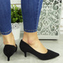 MIAH Black Court Pointed Kitten Heel Shoes