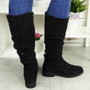 TESSA Black Mid Calf Comfy Heel Boots