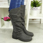  OLGA Grey Mid Calf Strappy Casual Boots  