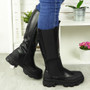 MICHELLE Black Mid Calf Goth Punk Boots 