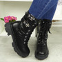 ZAINA Black Buckle Goth Lace Up Boots 