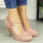 JIBRI Pink High Heel T-Bar Court Shoes