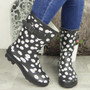 LULUA Black Wellies Mid Calf Winter Boots  