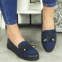 ABENA Navy Loafers Pumps Flats Shoes 