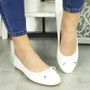 BUFFY White Ballerina Flats Comfy Shoes 