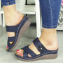  KARMELO Blue Wedges Light Comfy Cushioned Sandals