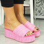 HIBO Pink Sliders Platform Slippers Sandals 