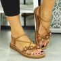  IPEK Camel Elastic Strappy Summer Sandals 