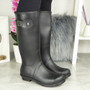 JAONNA Black Wellington Snow Wellies Boots 