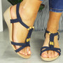  SHERI Navy Wedges Summer Elastic Sandals