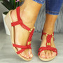  SHERI RED Wedges Summer Elastic Sandals