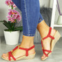  SHERI RED Wedges Summer Elastic Sandals
