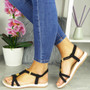 ZOLIE Black Strappy Elastic Summer Sandals  
