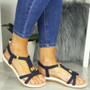 ZOLIE Navy Strappy Elastic Summer Sandals  